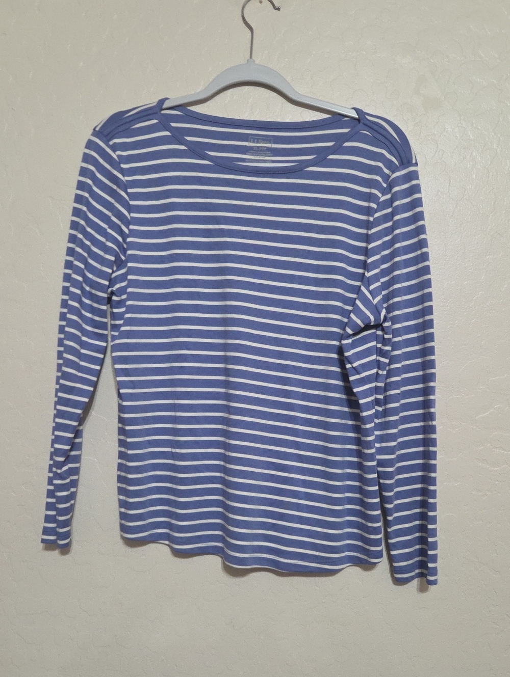 L.L. Bean Blue and White Striped Long Sleeve Tee